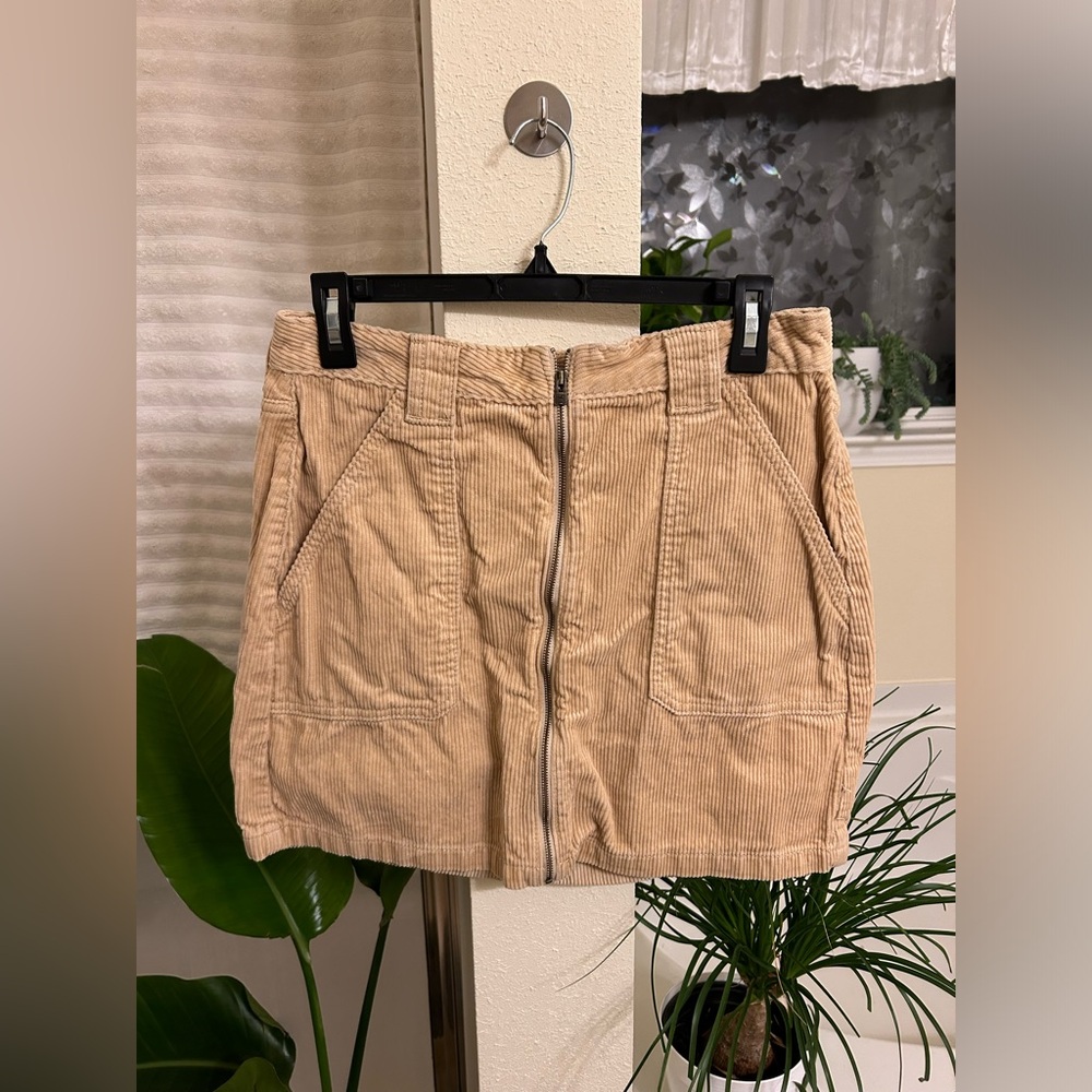 Hollister Beige Corduroy Skirt with Zipper
